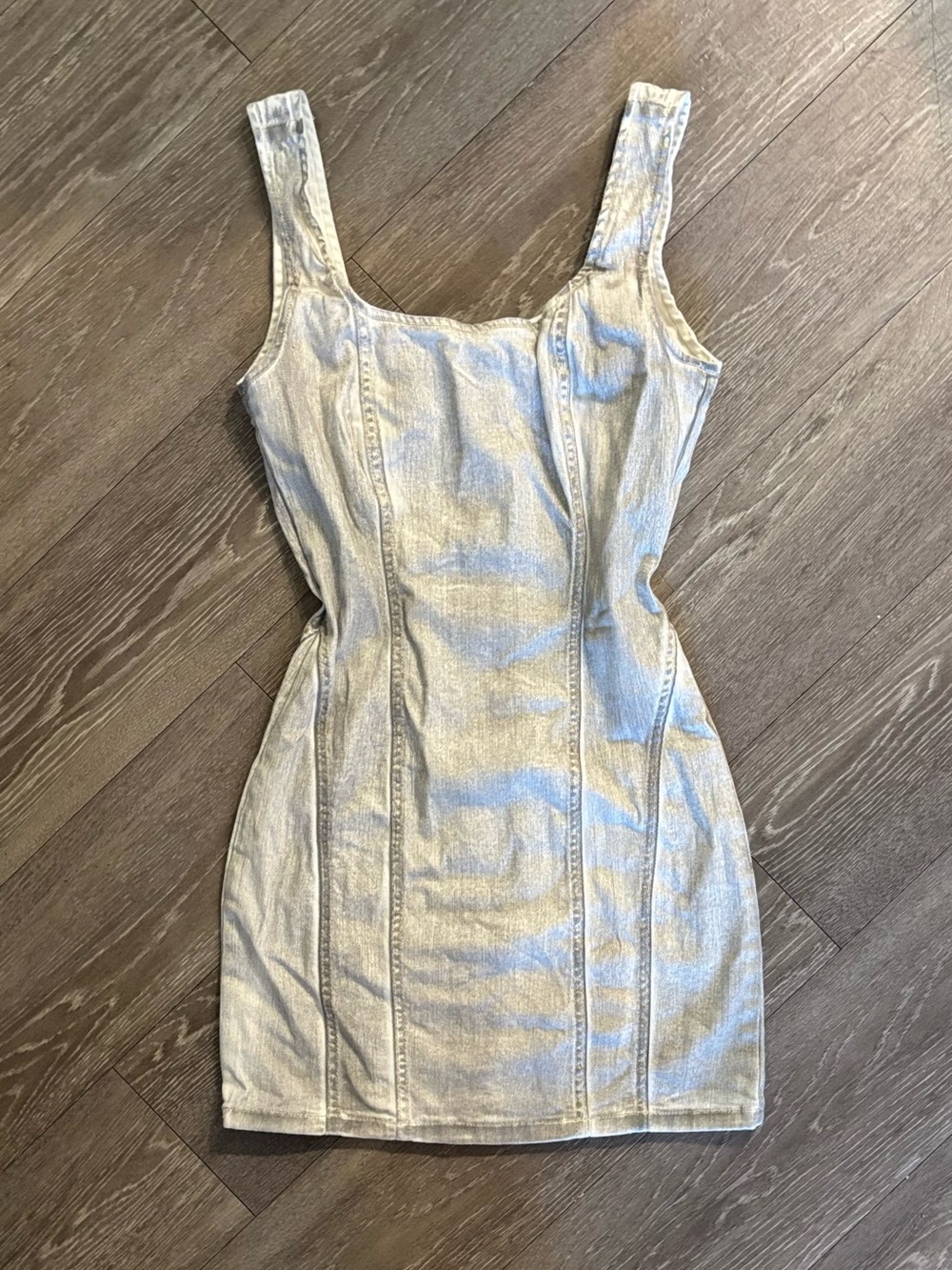 Forever 21 Light Grey Wash Denim Bodycon Mini Dress